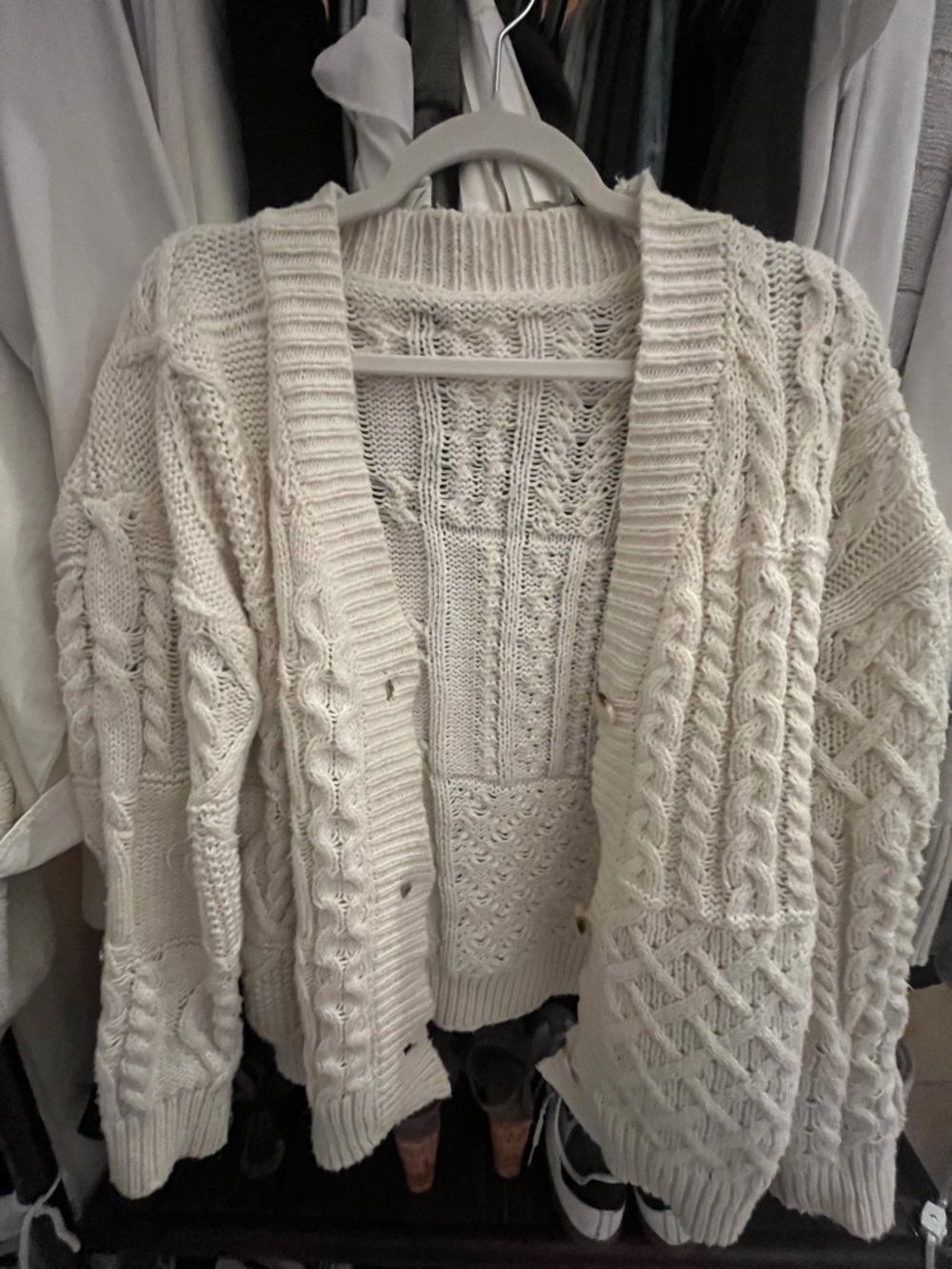 Cream Cable Knit Cardigan
